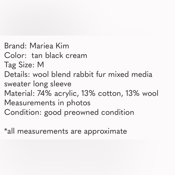 Vintage Mariea Kim wool blend rabbit fur mixed media sweater womens size M - Picture 9 of 9